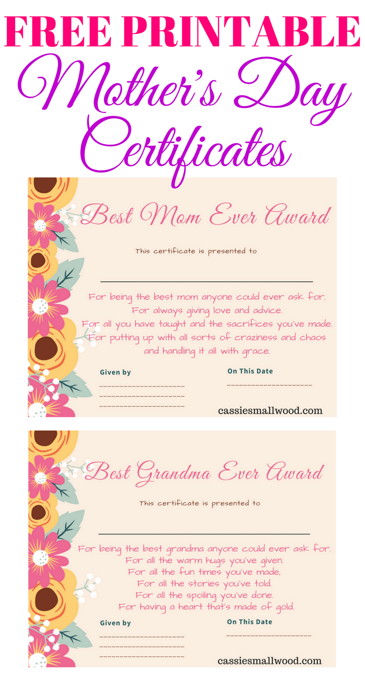 Free Printable Mothers Day Certificate Templates Free Printable Mothers Day Certificate Templates