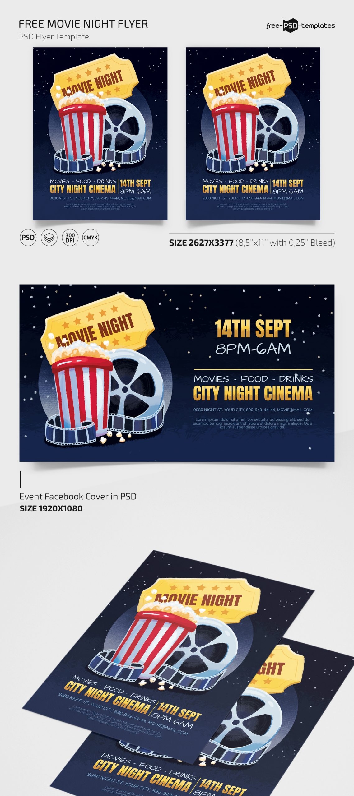 Free Movie Night Flyer In PSD Free PSD Templates Free Movie Night Flyer In PSD Free PSD Templates