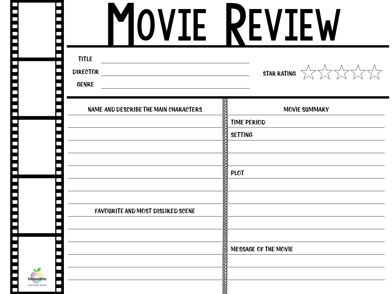 FREE Movie Review Template For Engaging Classroom Lessons FREE Movie Review Template For Engaging Classroom Lessons