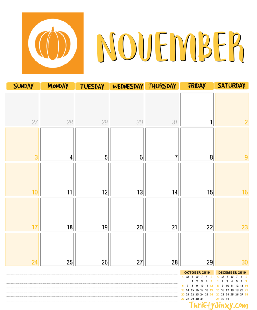 Free Printable November 2019 Calendar Template Free Printable November 2019 Calendar Template