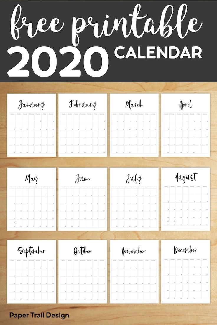 Free Printable 2020 Calendar Templates
