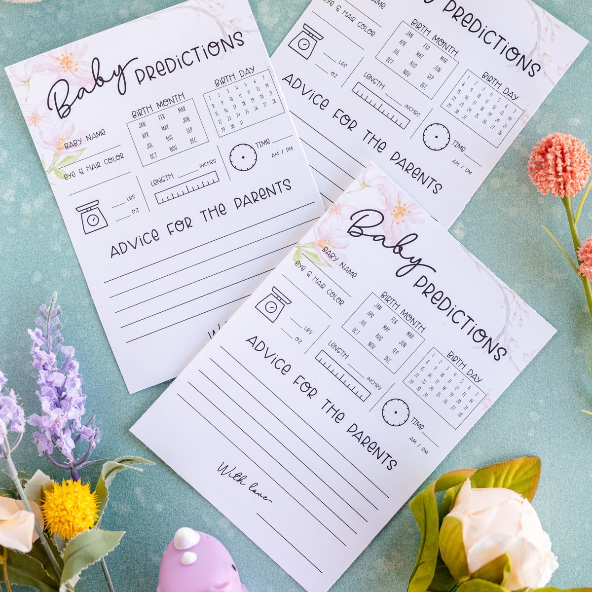 Free Printable Baby Shower Predictions Advice Cards Free Printable Baby Shower Predictions Advice Cards