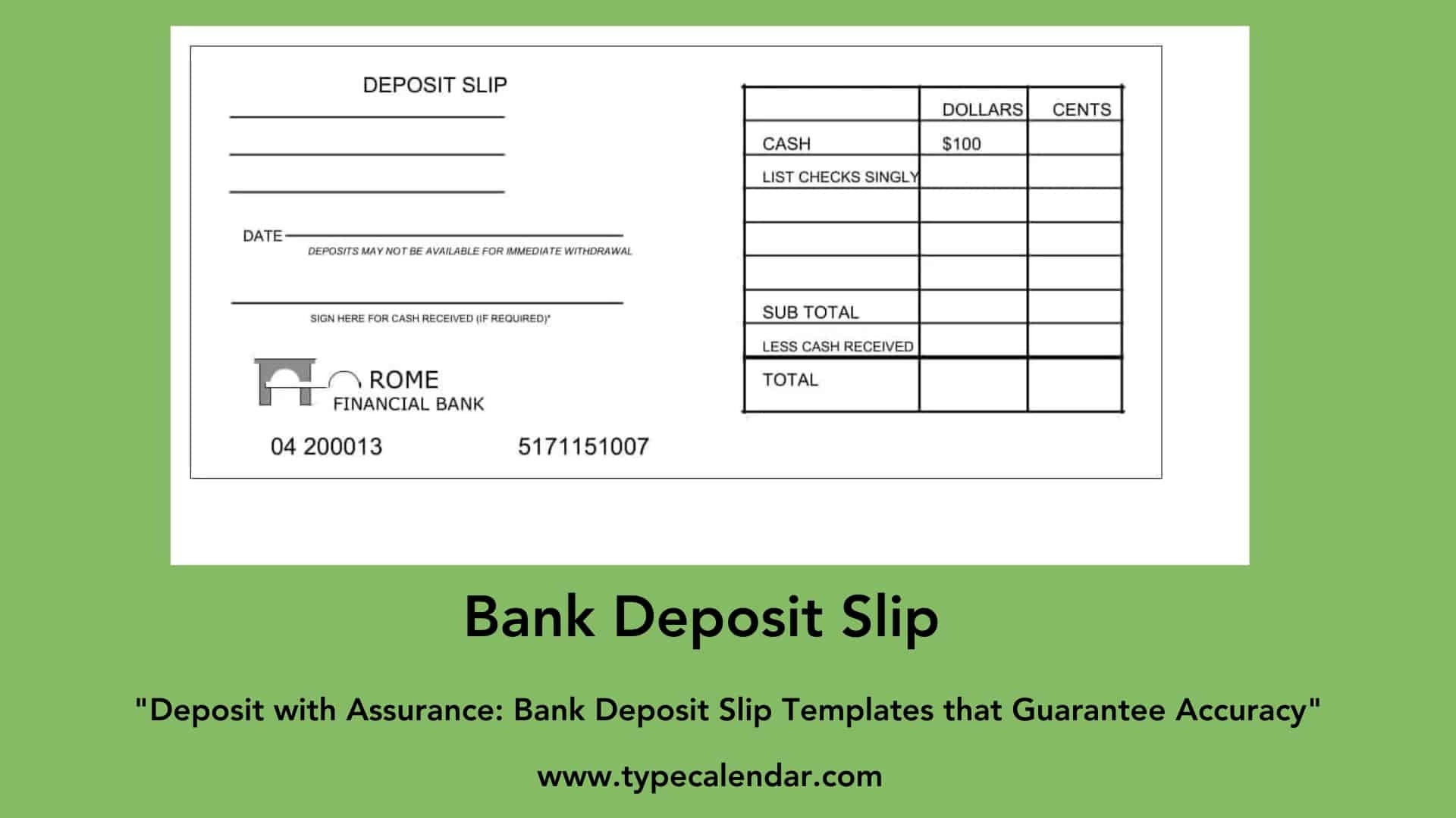 Free Printable Bank Deposit Slip Examples Filled Out PDF Free Printable Bank Deposit Slip Examples Filled Out PDF