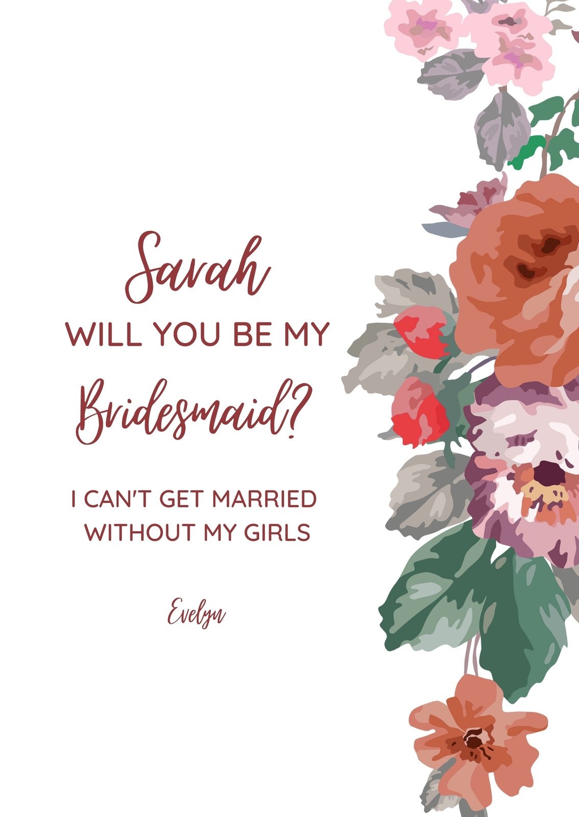 Free Printable Be My Bridesmaid Invitation Templates Canva