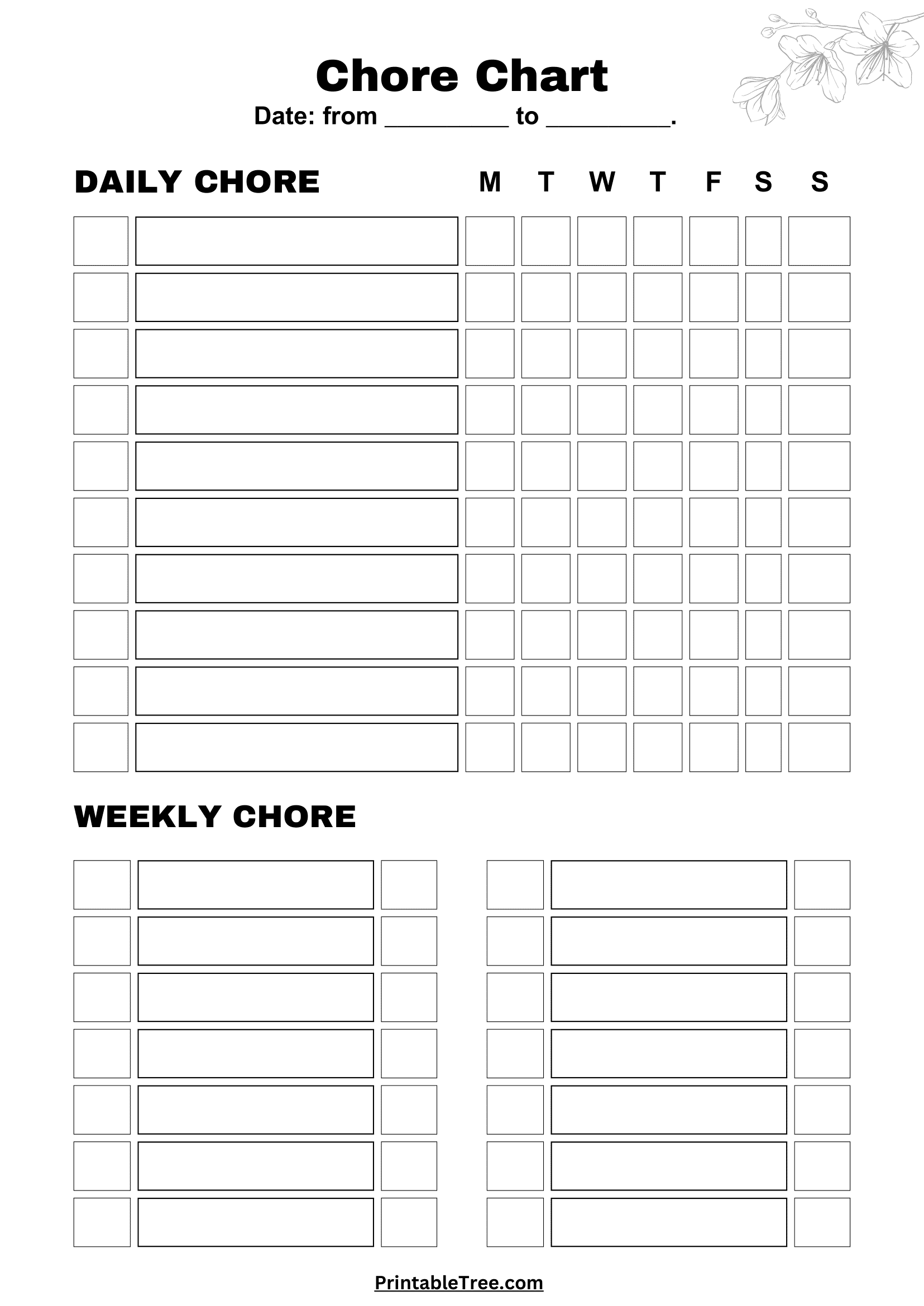 Free Chore Chart Template Printable