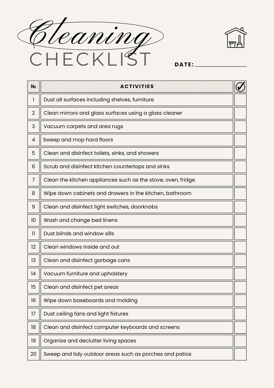 Free Printable Janitorial Checklist Template Free Printable Janitorial Checklist Template