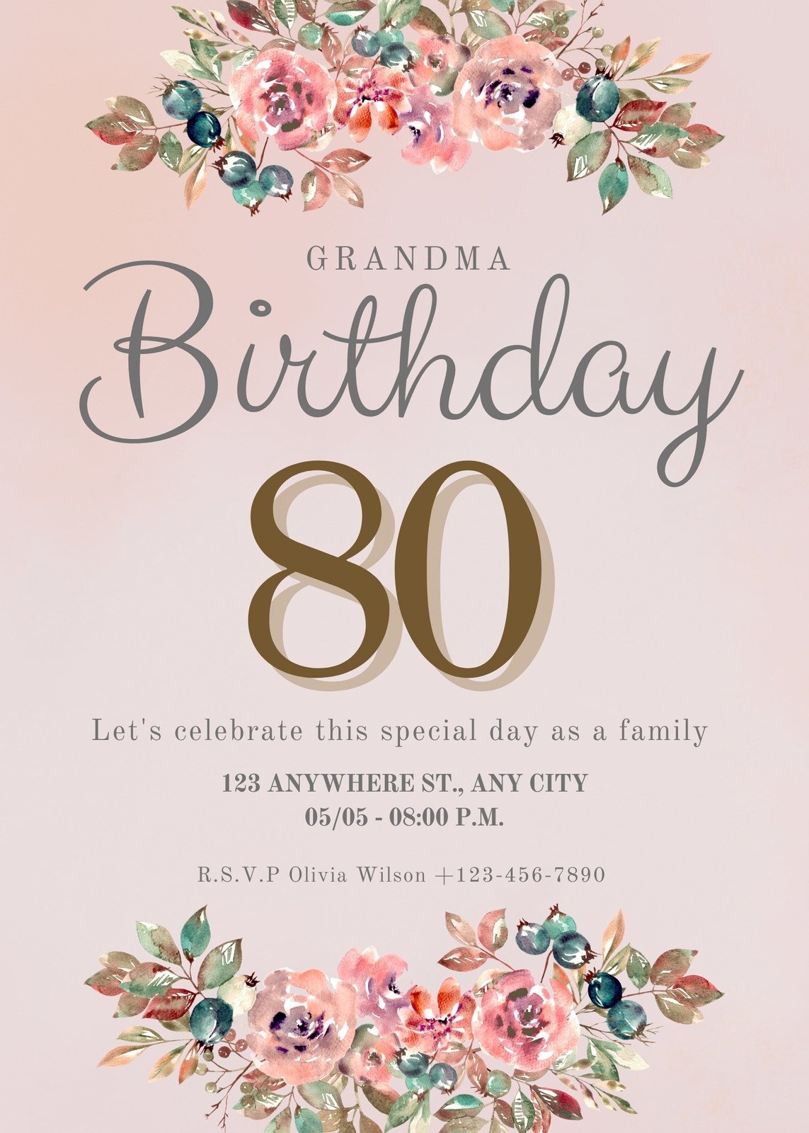 Free Printable Custom 80th Birthday Invitation Templates Canva Free Printable Custom 80th Birthday Invitation Templates Canva