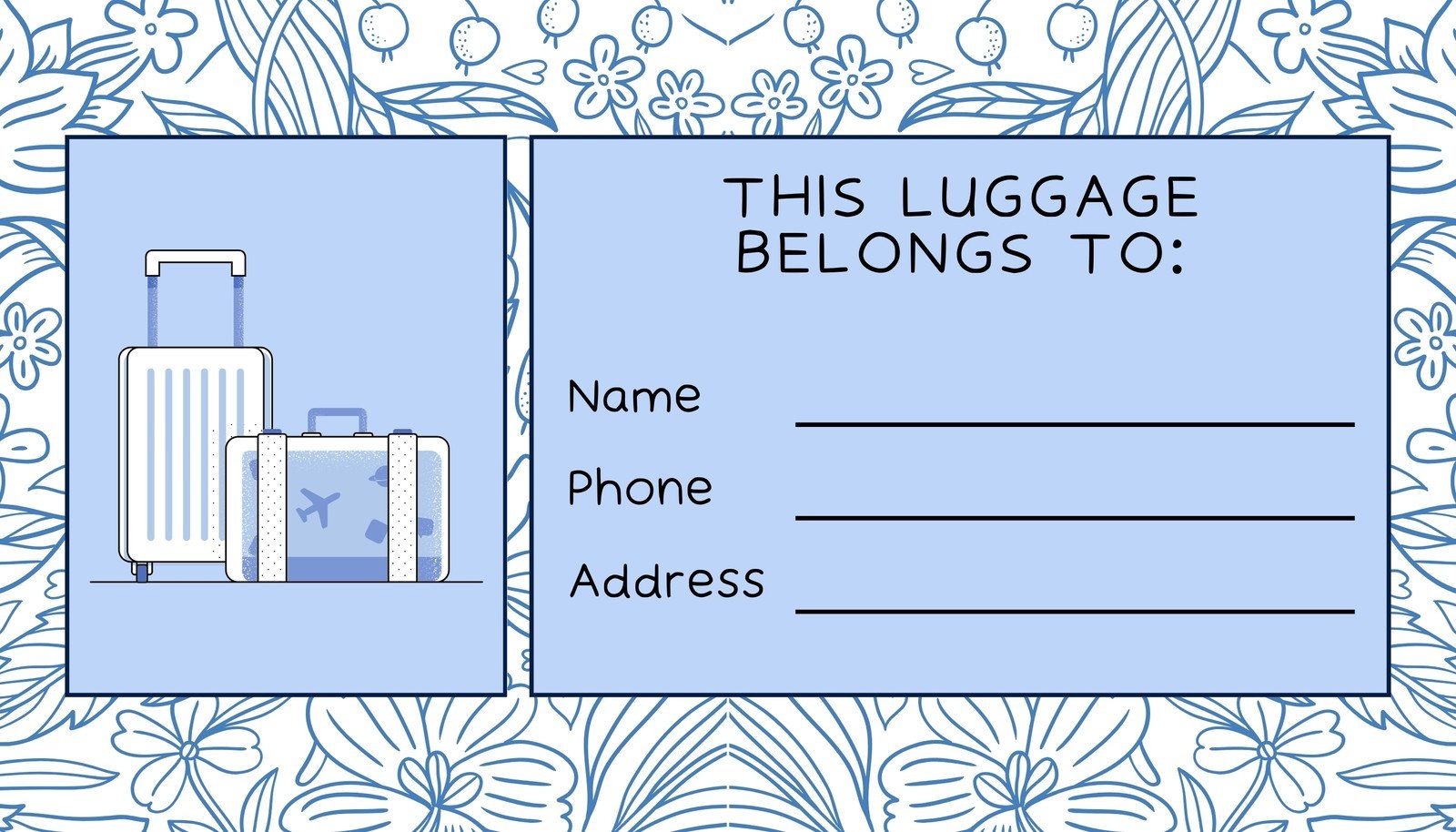 Free Printable Luggage Tag Template Free Printable Luggage Tag Template