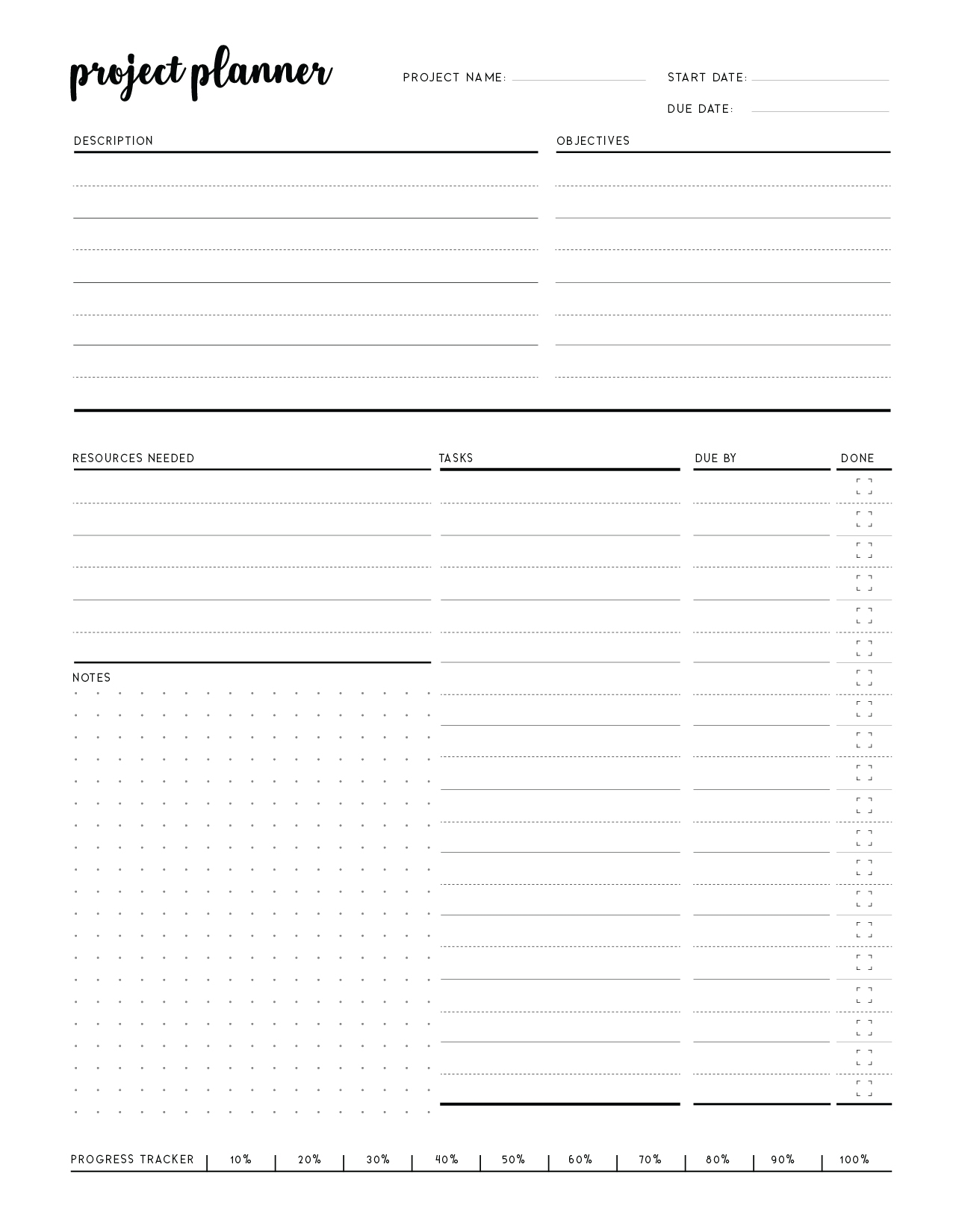 Free Printable Project Planner Template Free Printable Project Planner Template