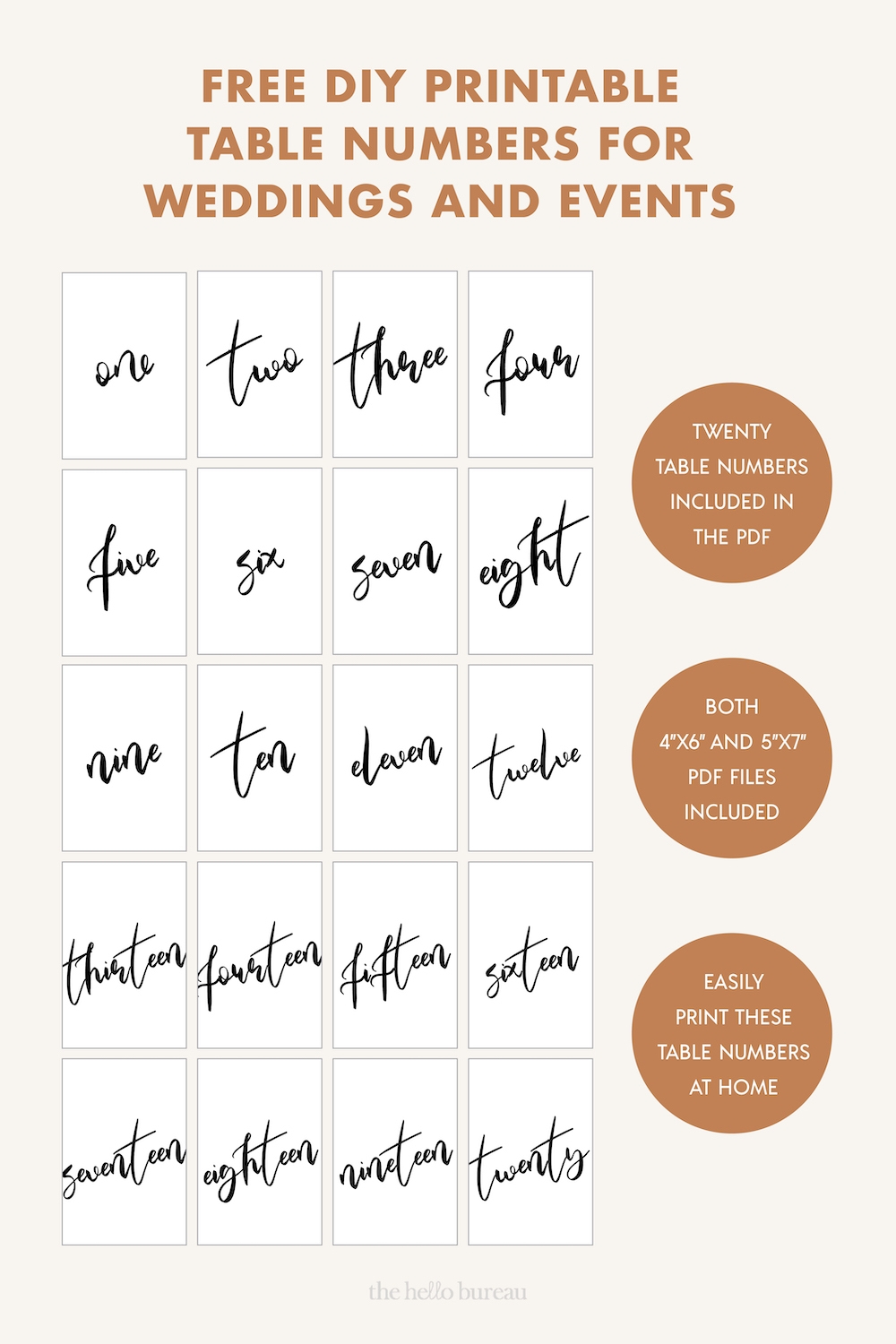 Free Printable Table Numbers For Weddings And Events Free Printable Table Numbers For Weddings And Events