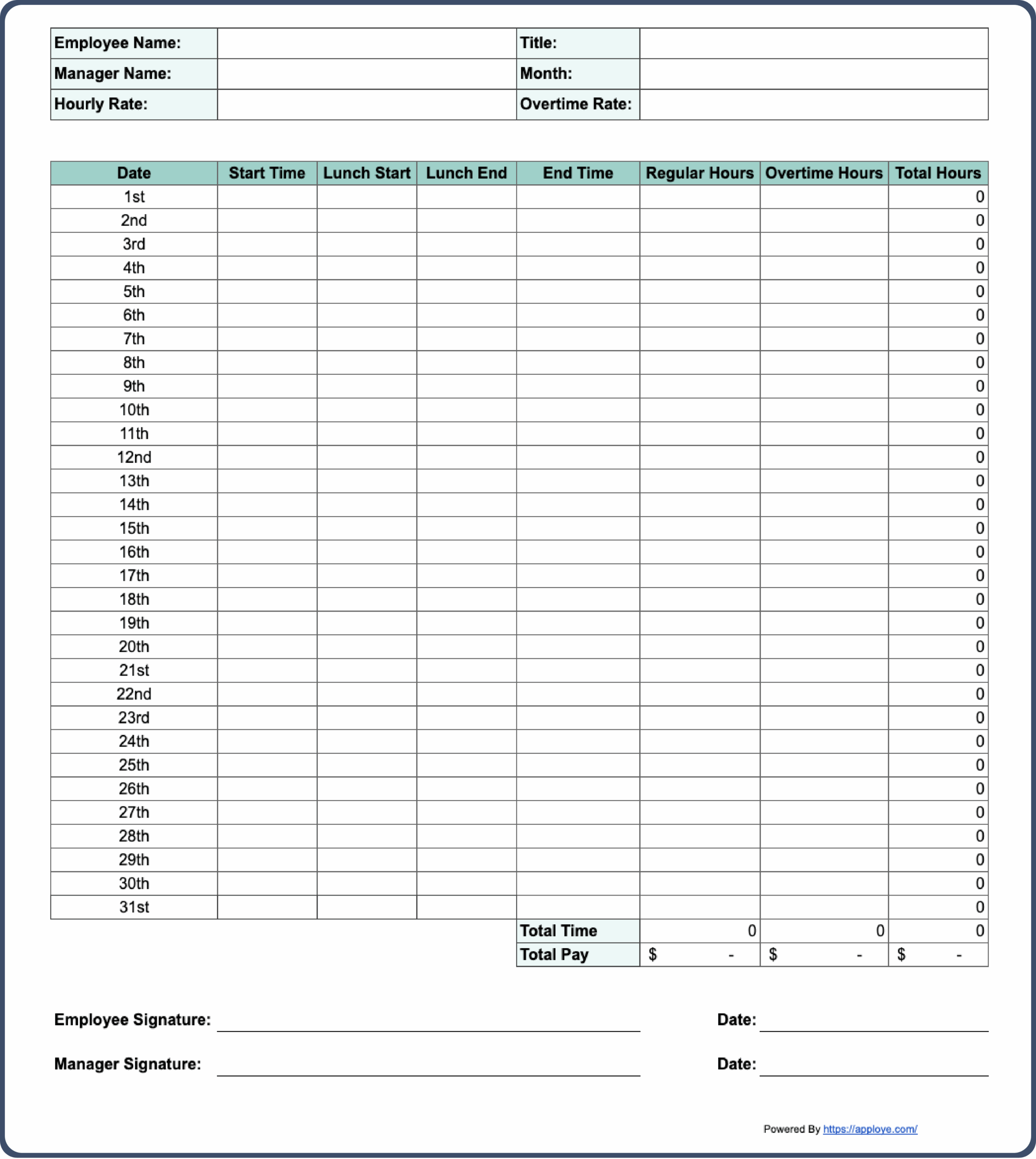 Monthly Timesheet Template Free Printable Monthly Timesheet Template Free Printable