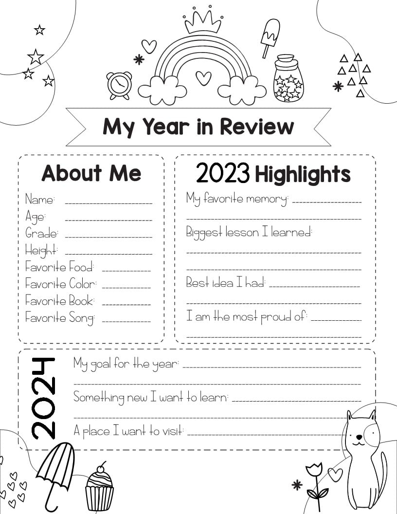 Free Printable Year In Review For Kids Free Printable Year In Review For Kids
