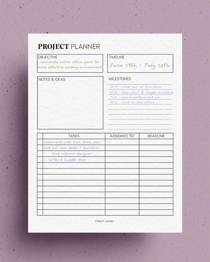 Free Project Planner Printable Overview PDF Sheets Crazy Laura Free Project Planner Printable Overview PDF Sheets Crazy Laura