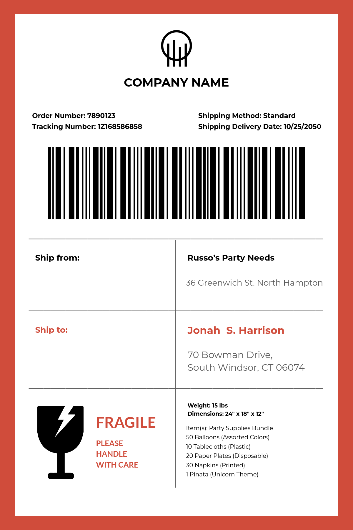 Free Printable Shipping Label Template Free Printable Shipping Label Template