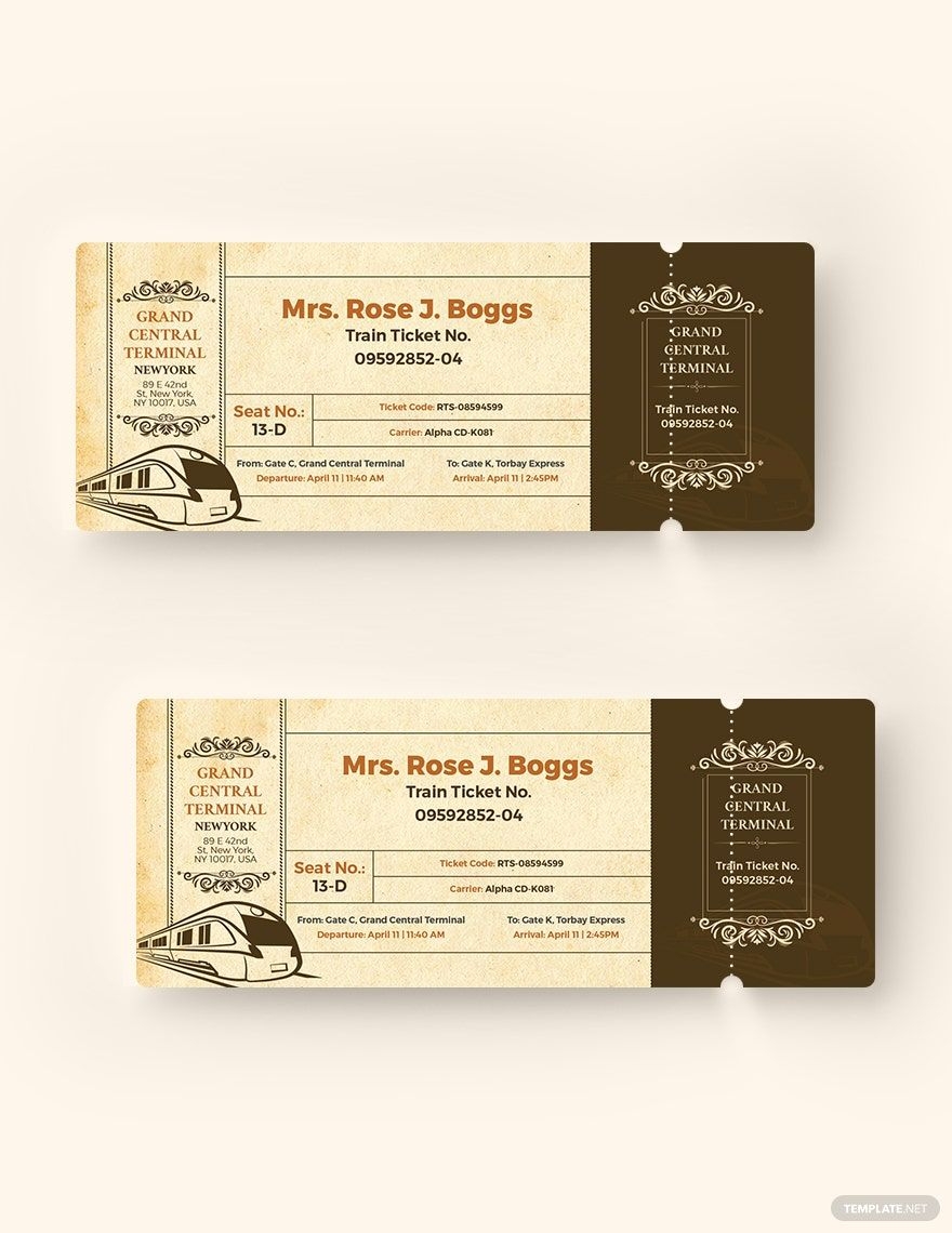 Free Train Ticket Templates Editable And Printable