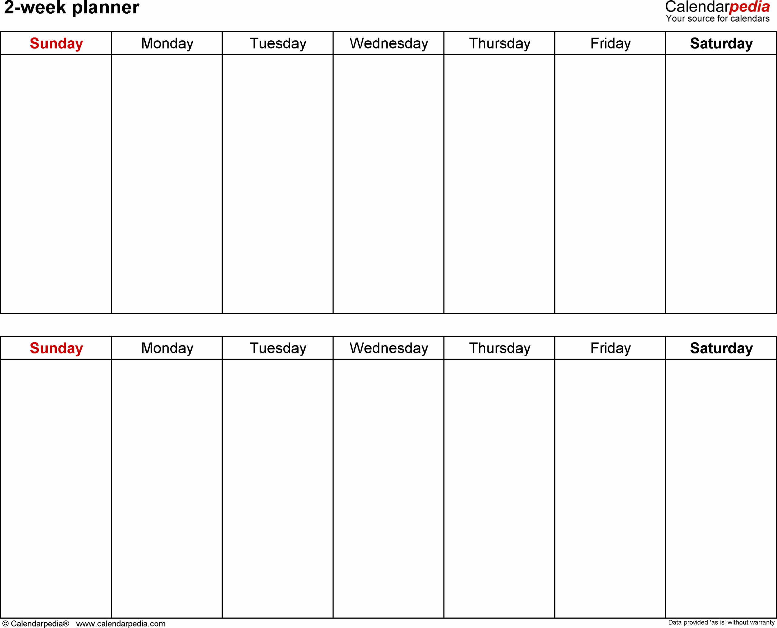 Free Printable Editable 2 Week Calendar Templates Free Printable Editable 2 Week Calendar Templates