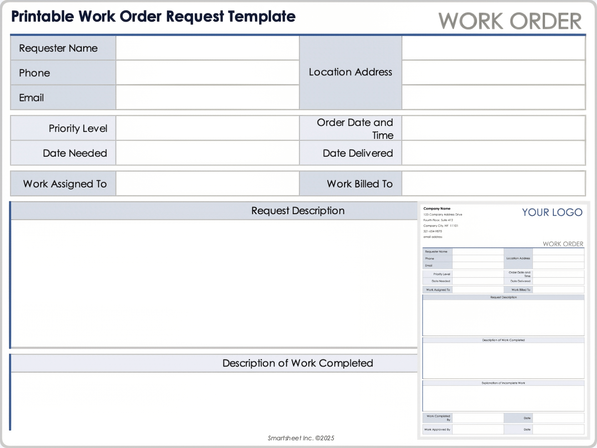 Free Work Order Forms Templates All Formats Editable Free Work Order Forms Templates All Formats Editable