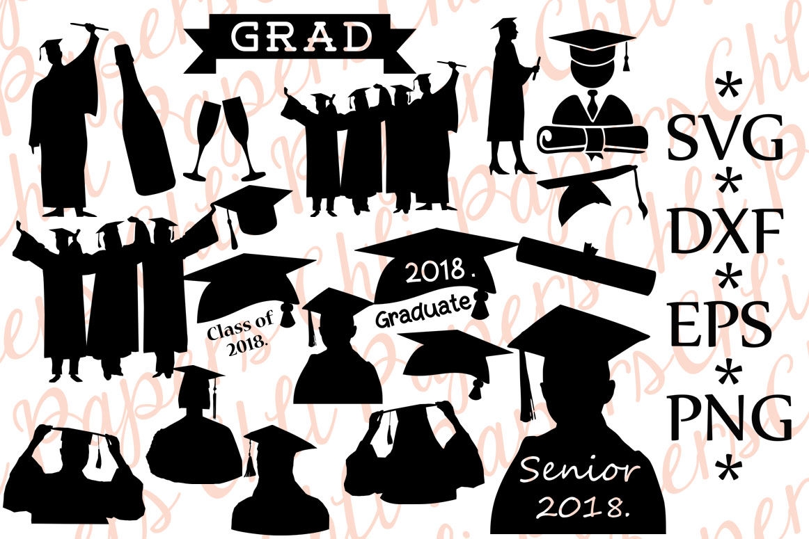 Graduation Silhouette Svg Graduation Cut File Class Of 2018 By ChiliPapers TheHungryJPEG
