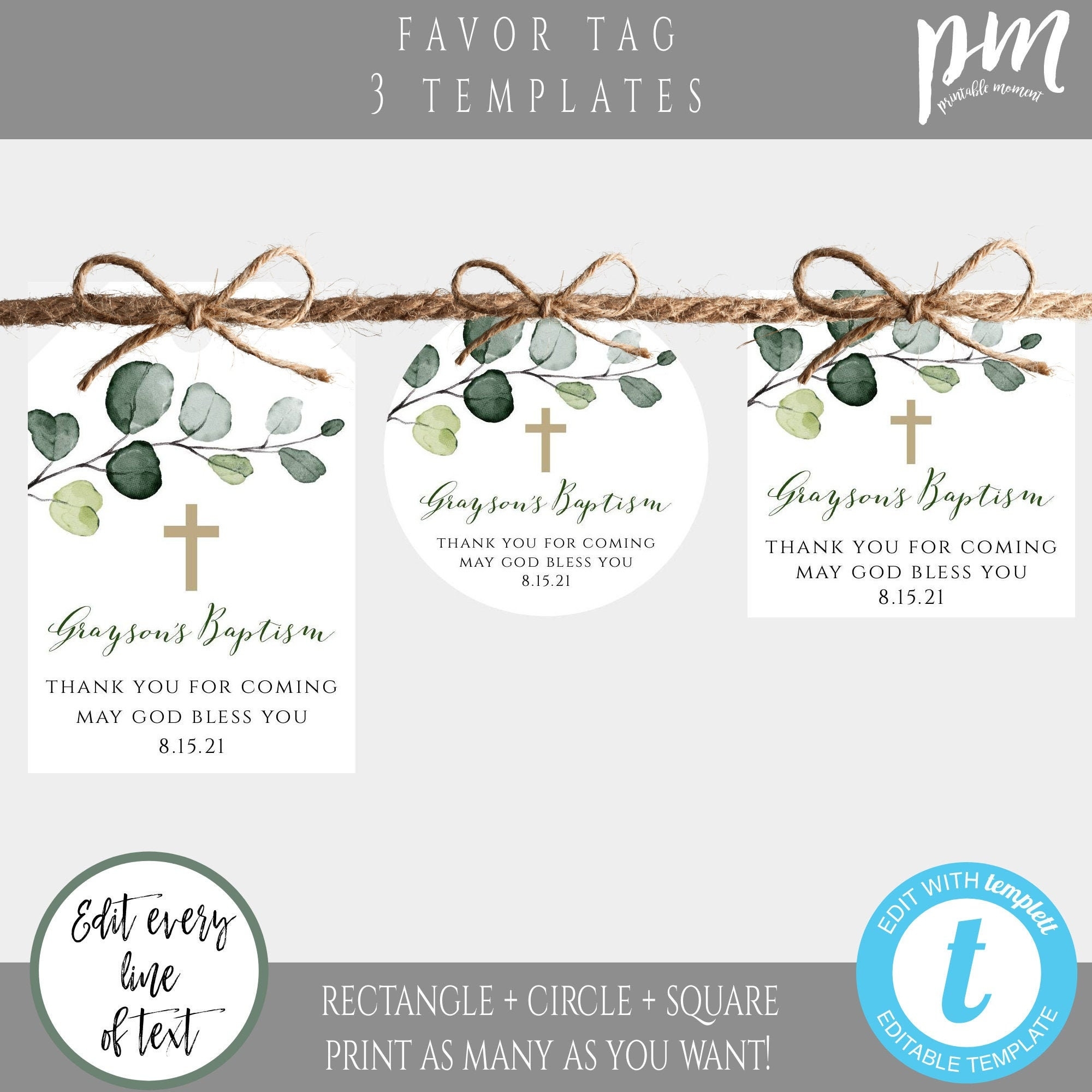 Free Printable Baptism Favor Tags Template