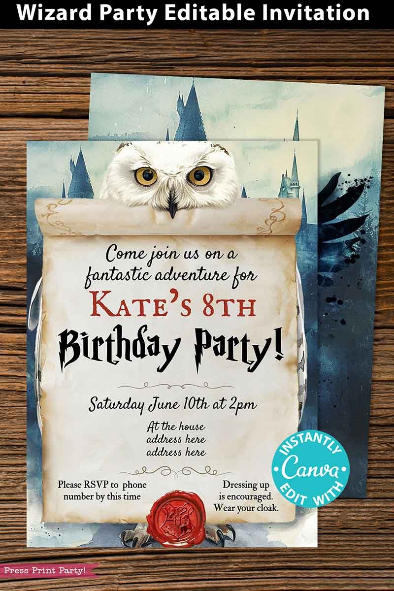 Template Free Printable Harry Potter Invitations