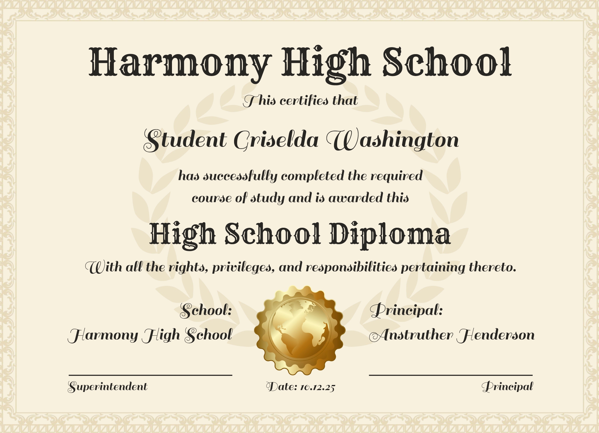 High School Diploma Free Google Docs Template Gdoc io