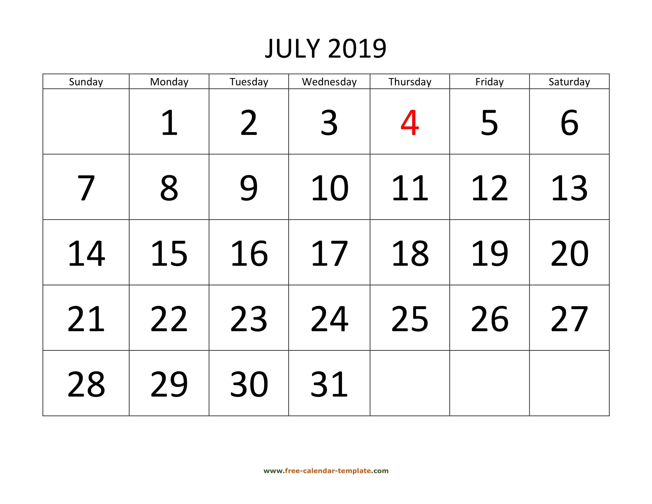 July 2019 Free Calendar Tempplate Free calendar template July 2019 Free Calendar Tempplate Free calendar template
