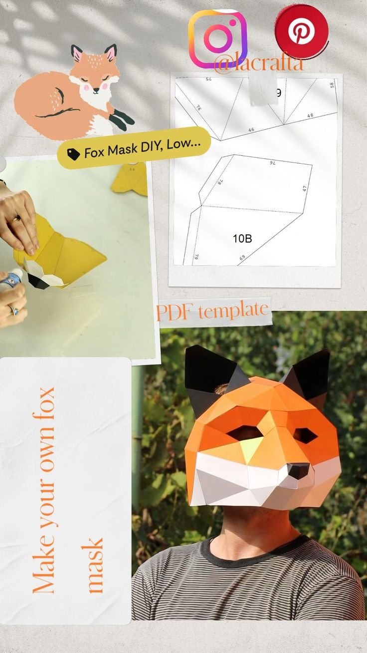 Free Printable 3d Fox Mask Template Free Printable 3d Fox Mask Template