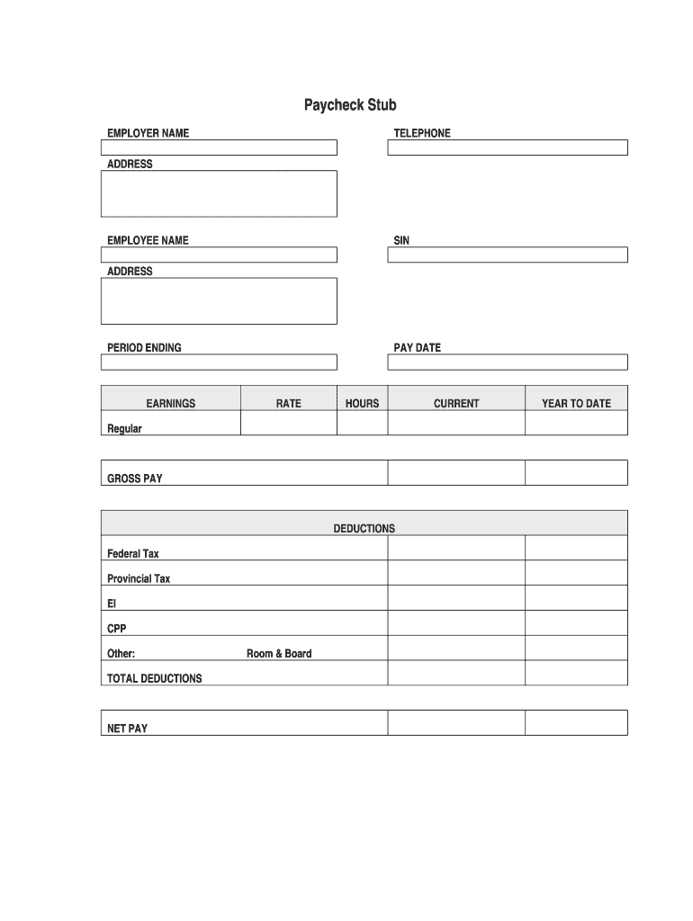 Free Blank Check Stub Template Printables