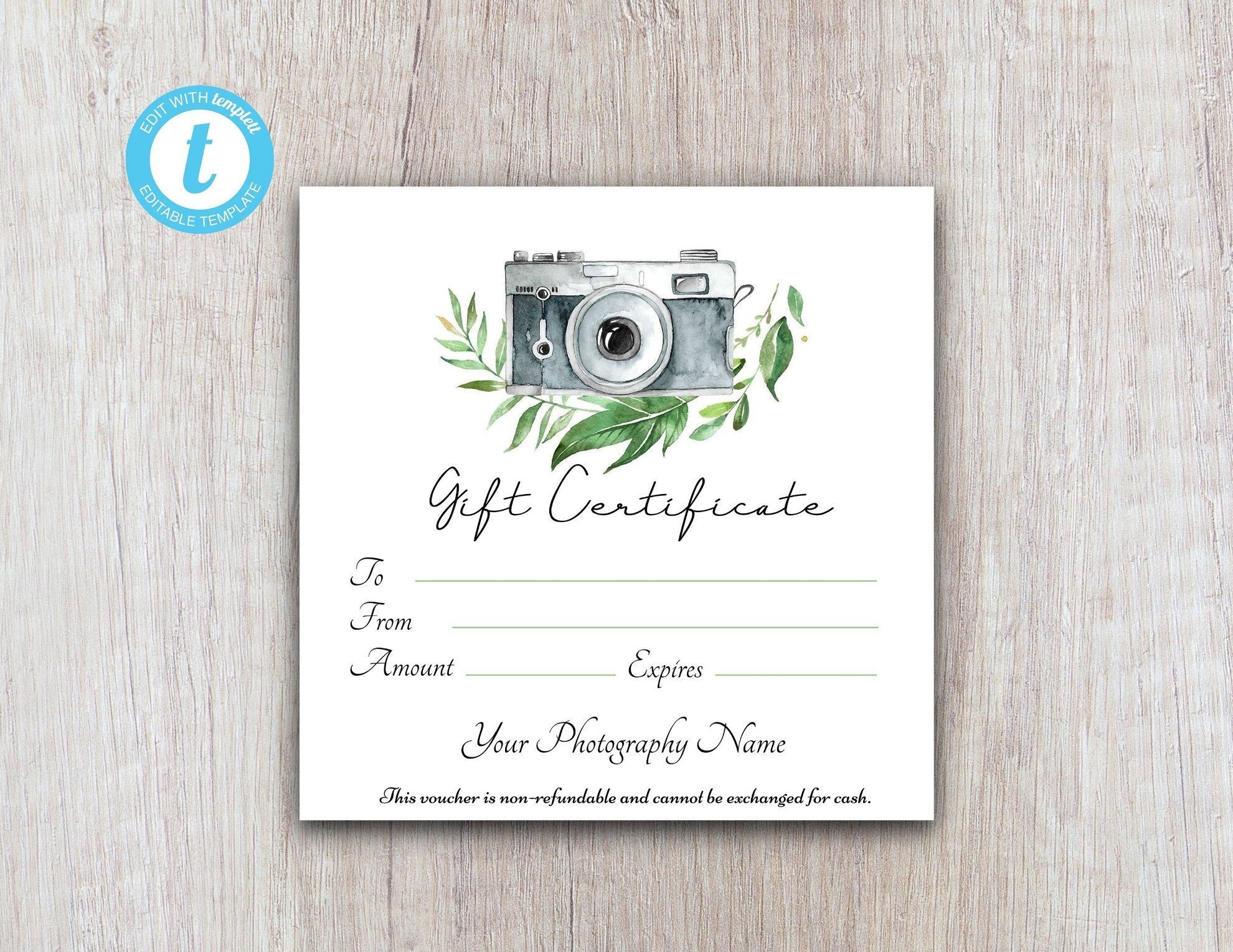 Free Printable Photography Gift Certificate Template