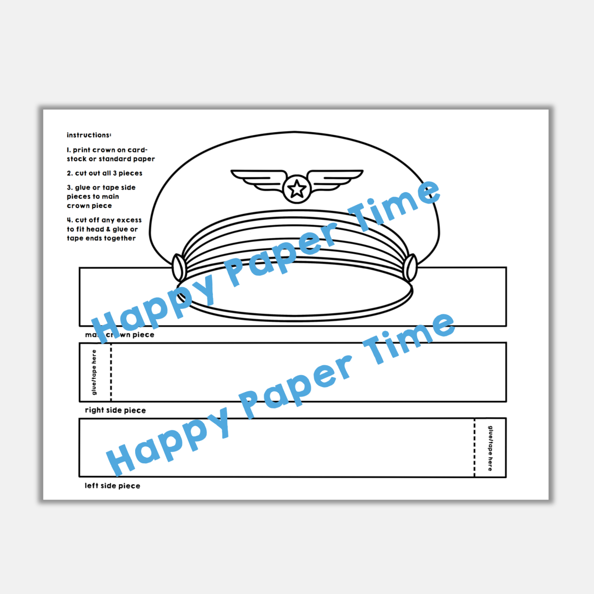 Pilot Cap Airline Paper Crown Career Day Printable Coloring Craft Activity Made By Teachers Pilot Cap Airline Paper Crown Career Day Printable Coloring Craft Activity Made By Teachers