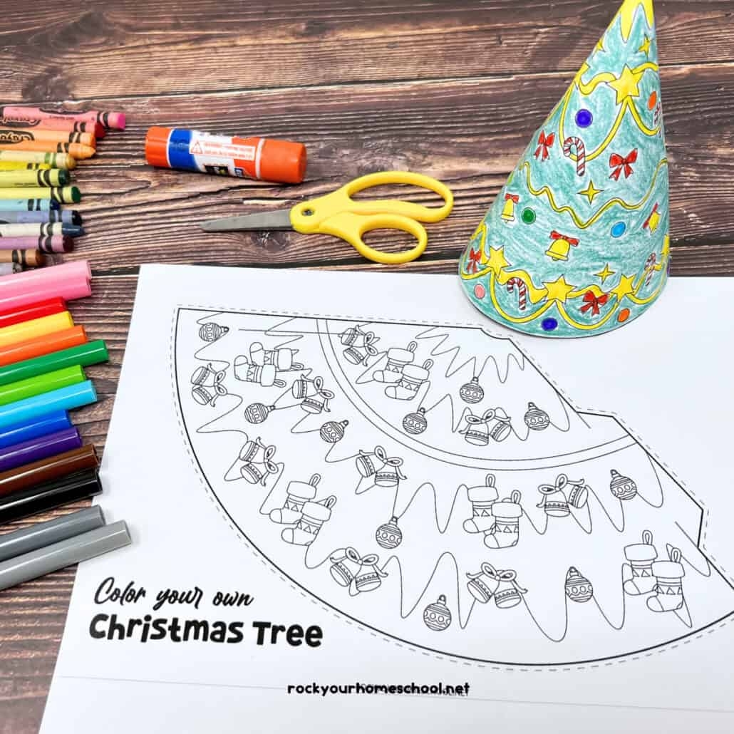 Printable 3D Christmas Tree Template For DIY Holiday Fun 2 Free Rock Your Homeschool