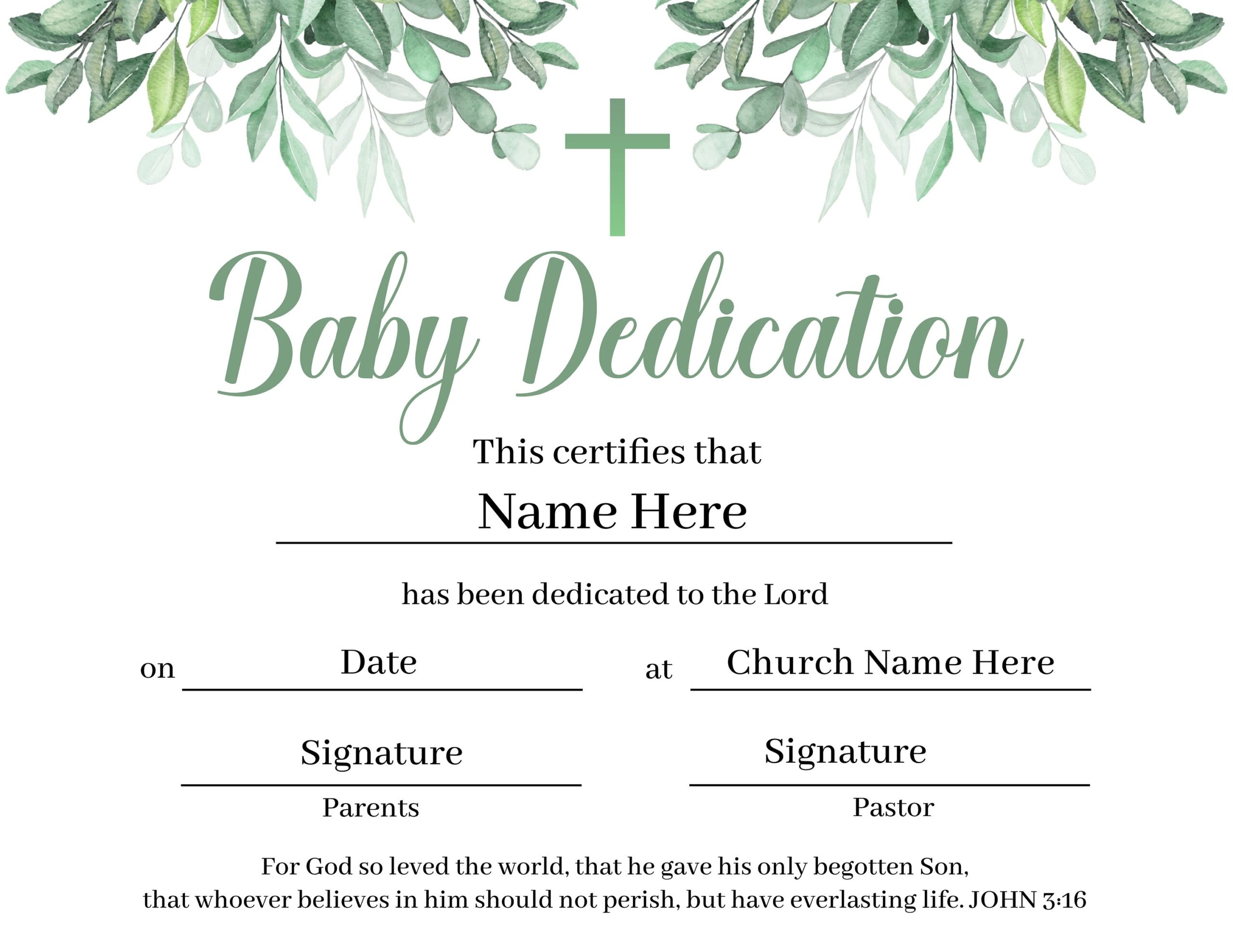 Free Printable Baby Dedication Certificate Template