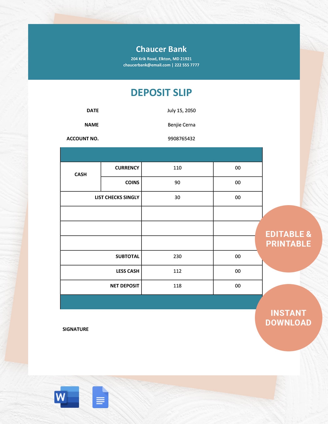 Free Printable Printable Deposit Slip Templates Free Printable Printable Deposit Slip Templates
