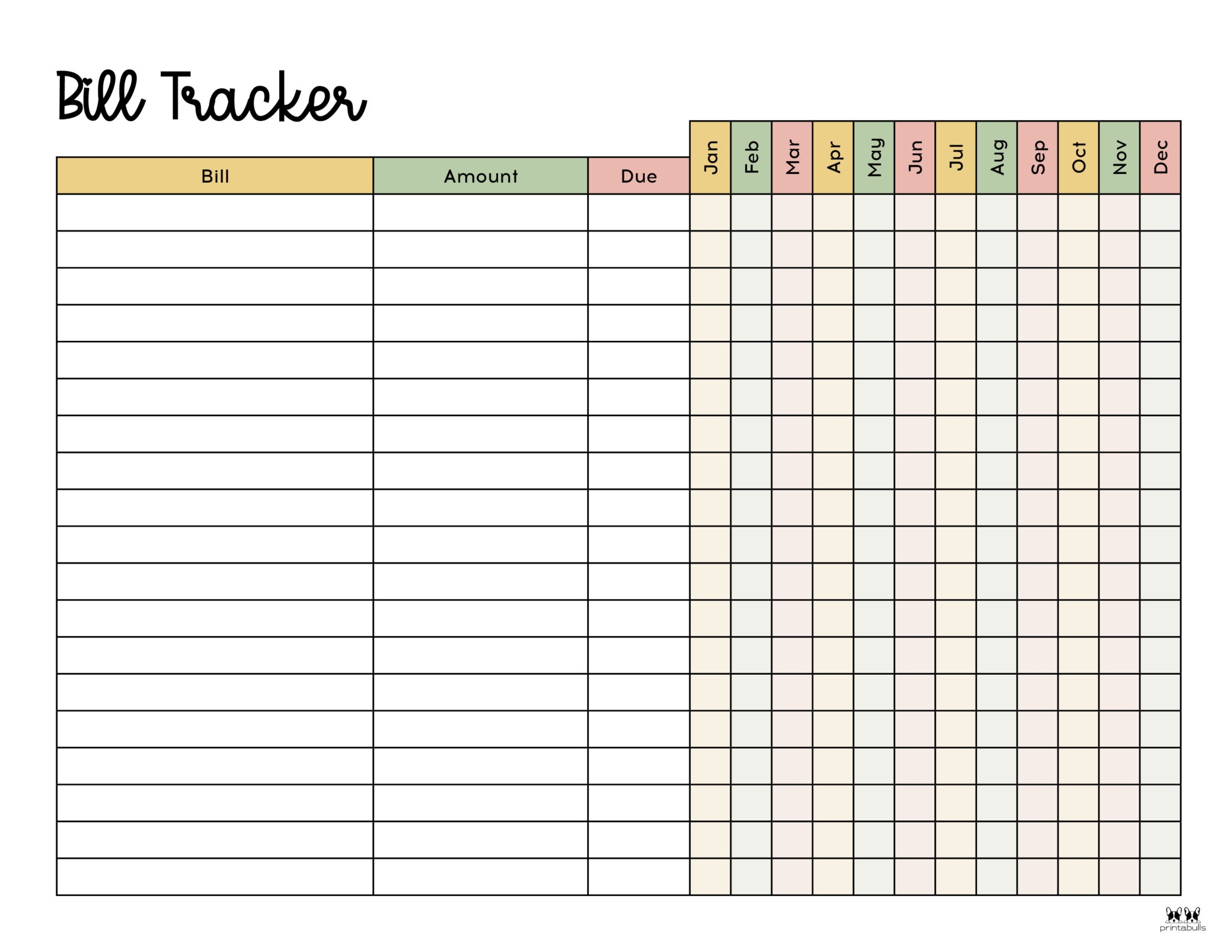 Bill Tracker Template Free Printable Bill Tracker Template Free Printable