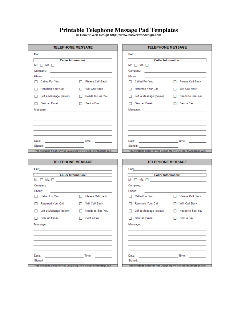 Printable Phone Message Slips Fill Online Printable Fillable Blank PdfFiller