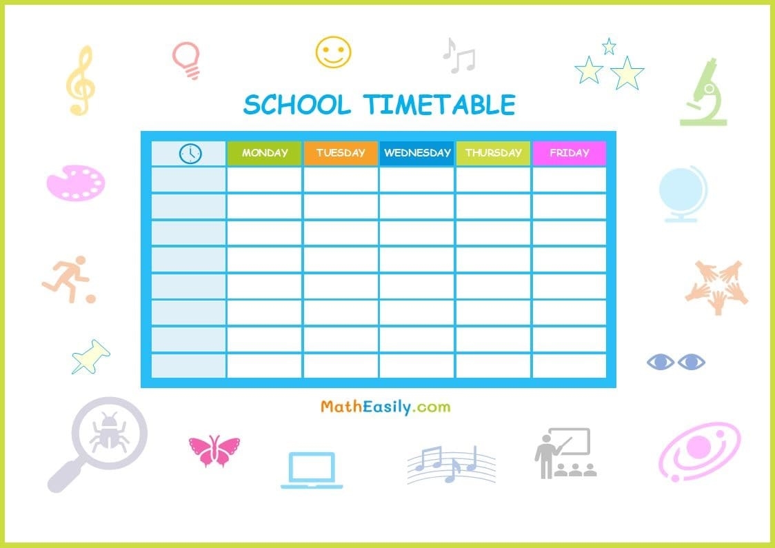Free Printable School Schedule Template