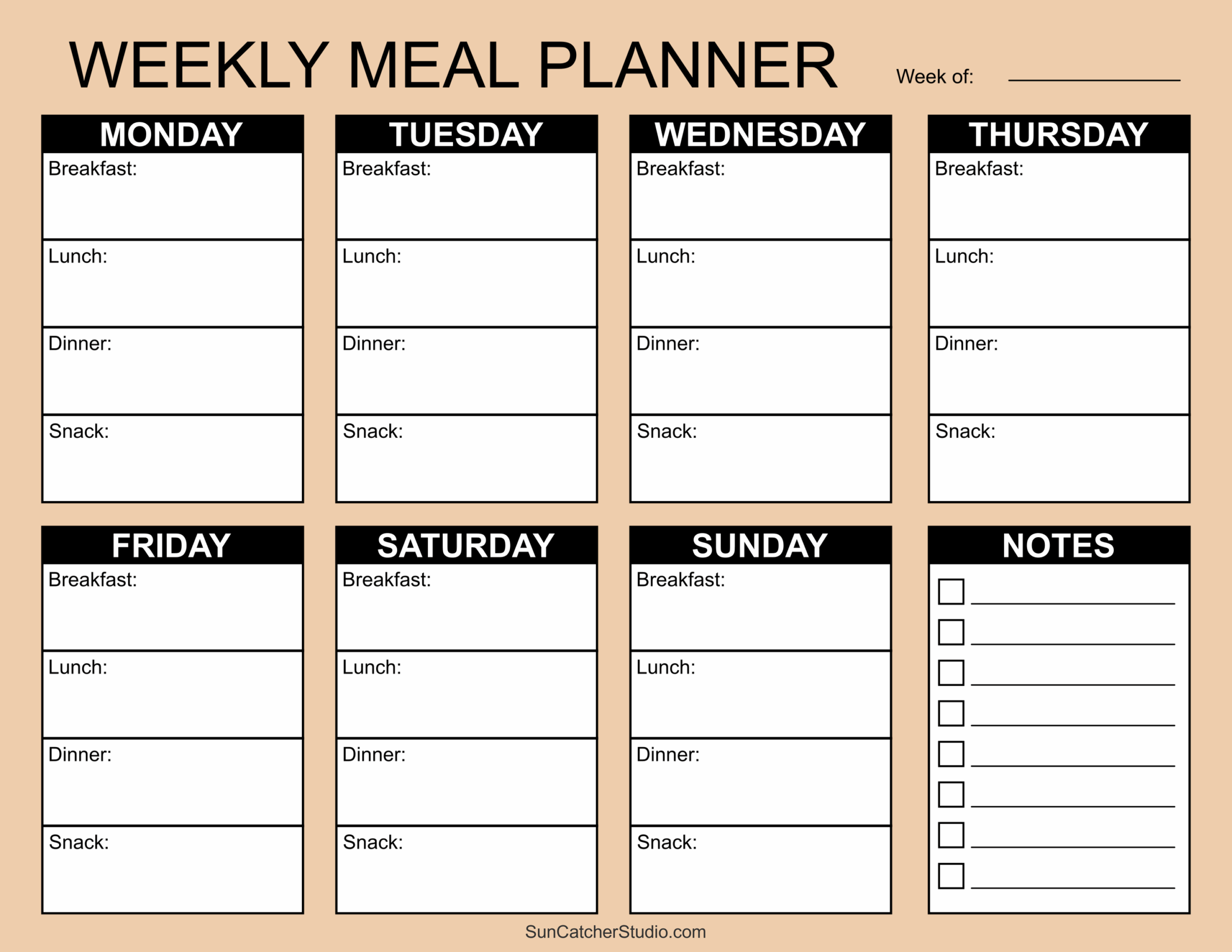 Free Printable Weekly Meal Planner Template