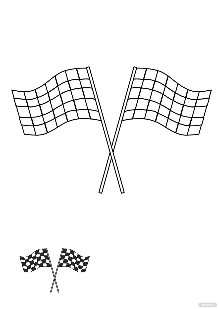 Racing Checkered Flag Coloring Page In PDF Download Template