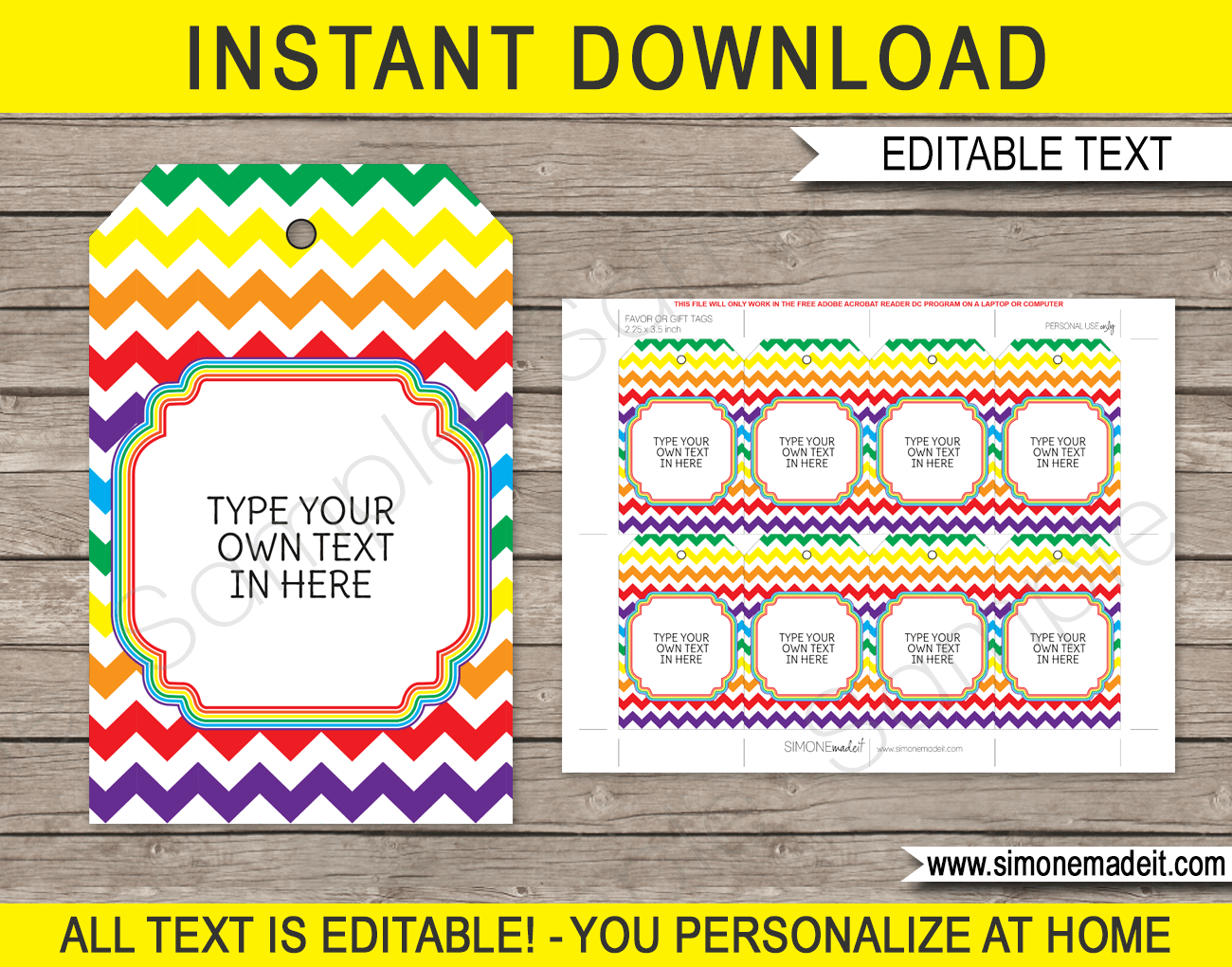 Rainbow Favor Tags Template Printable Thank You Tags Gift Tags