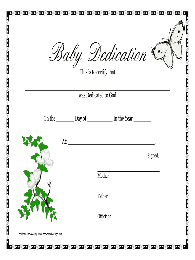 Sample Certificate For Baby Dedication Fill Online Printable Fillable Blank PdfFiller