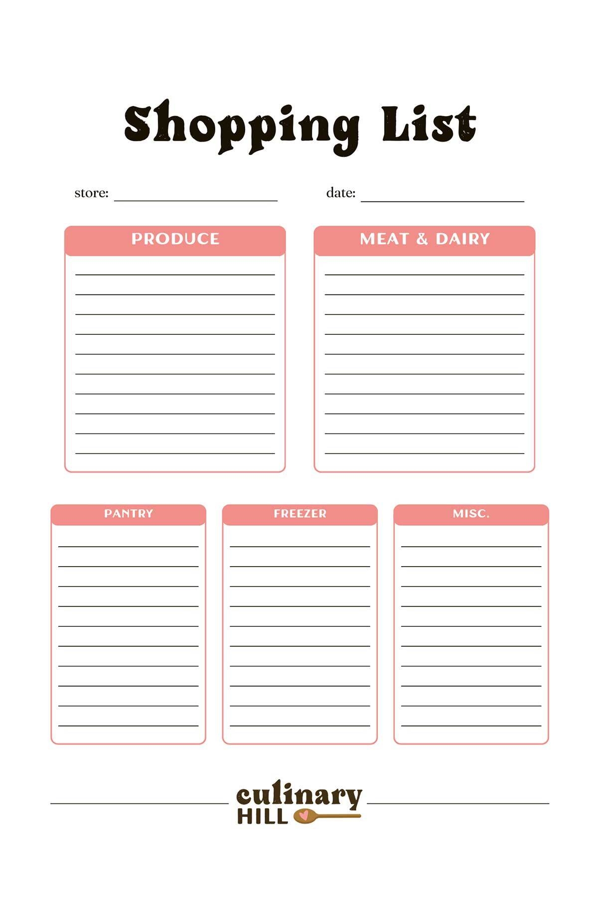 Free Printable Grocery List Template Free Printable Grocery List Template