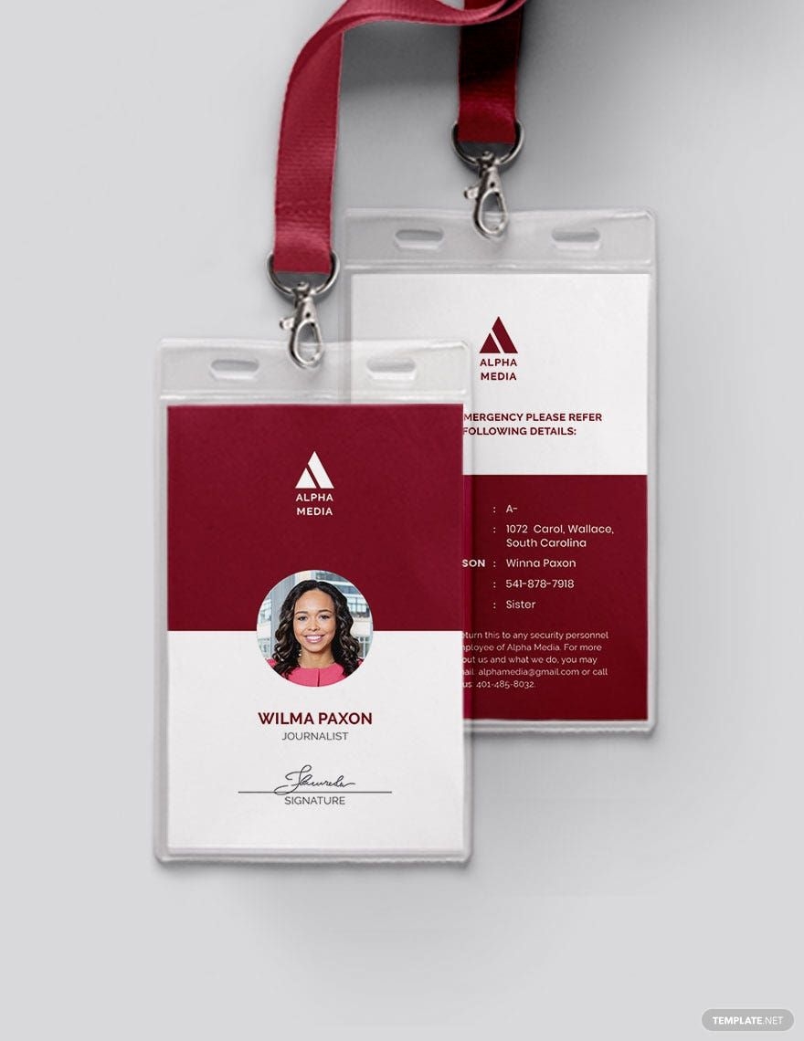 Simple Press ID Card Template In Word Publisher Illustrator Pages PSD Download Template