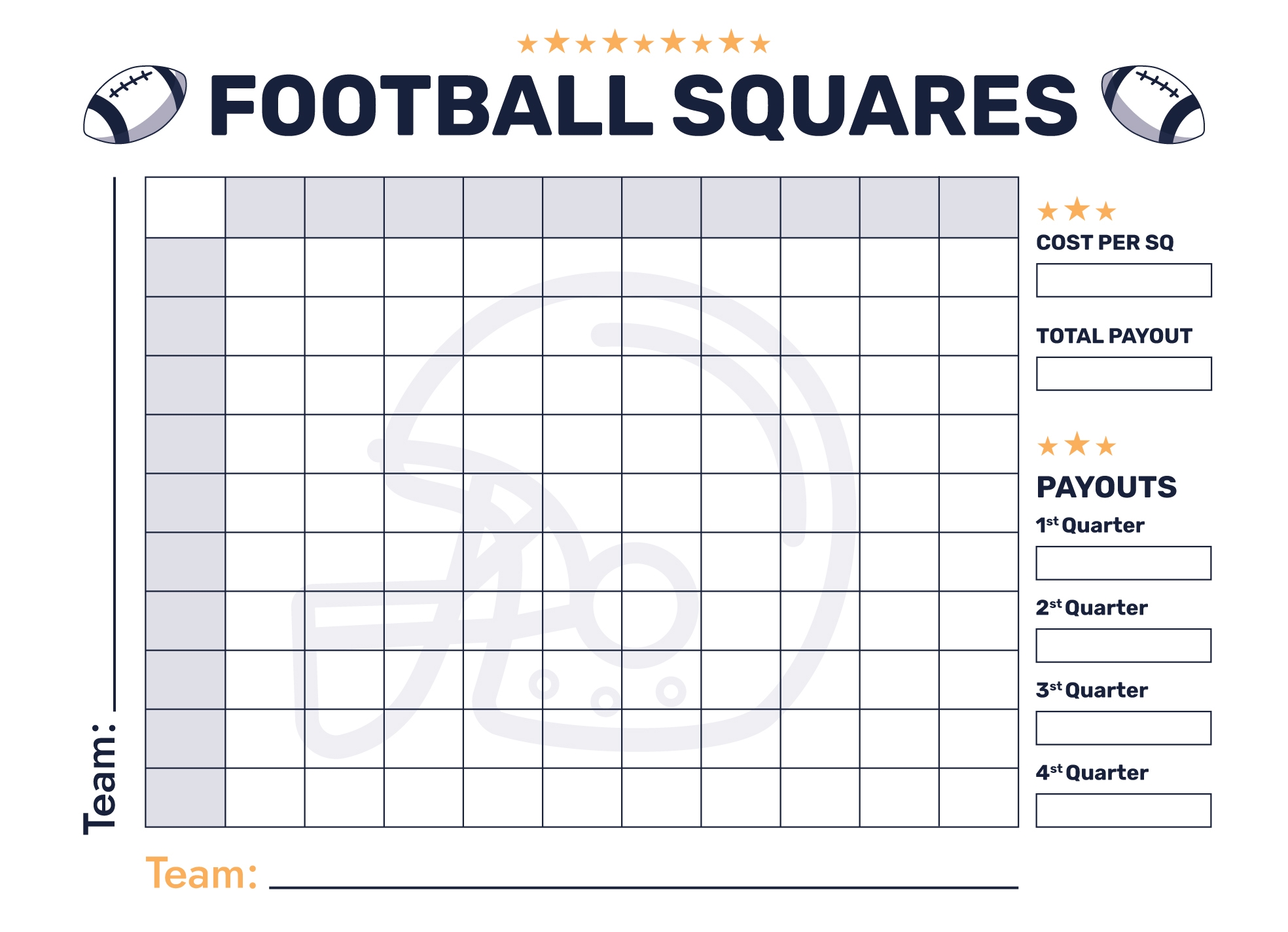 Printable Football Squares Templates Free