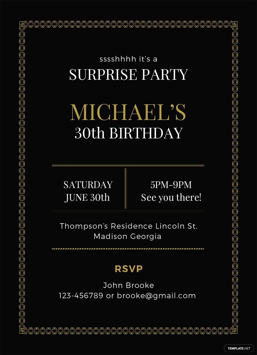Surprise Party Invitation Template In Illustrator Word Publisher PSD Pages Outlook Download Template Surprise Party Invitation Template In Illustrator Word Publisher PSD Pages Outlook Download Template
