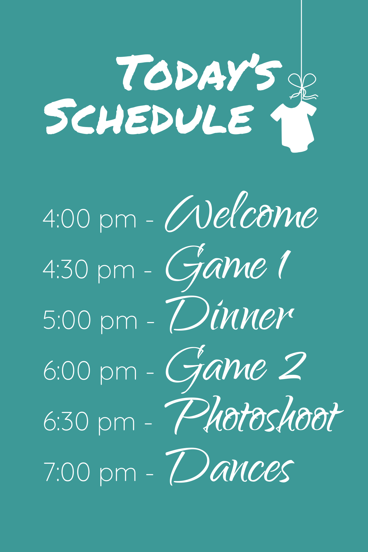 Teal And White Baby Shower Event Schedule Template Square Signs