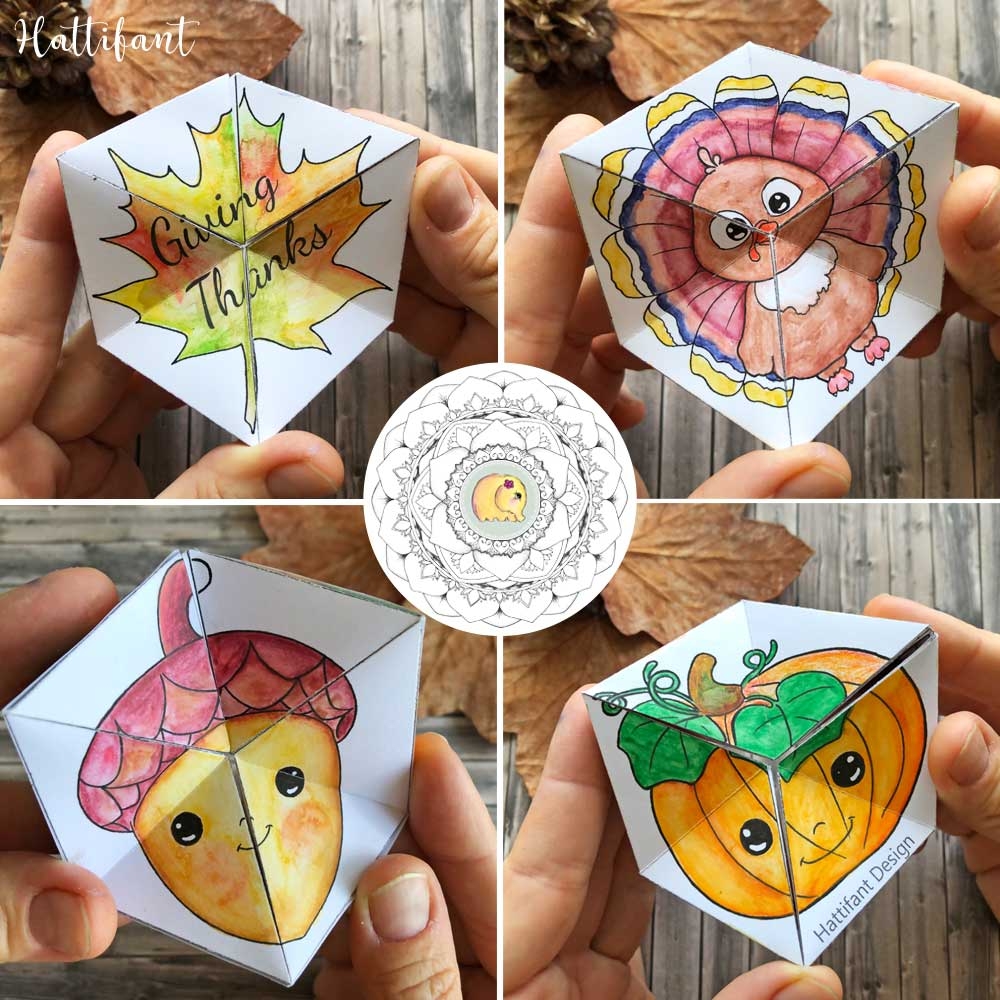 THANKSGIVING Kaleidocycle Paper Toy To Color Craft Hattifant THANKSGIVING Kaleidocycle Paper Toy To Color Craft Hattifant