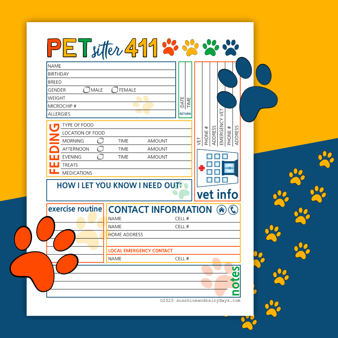 Free Printable Pet Sitting Template