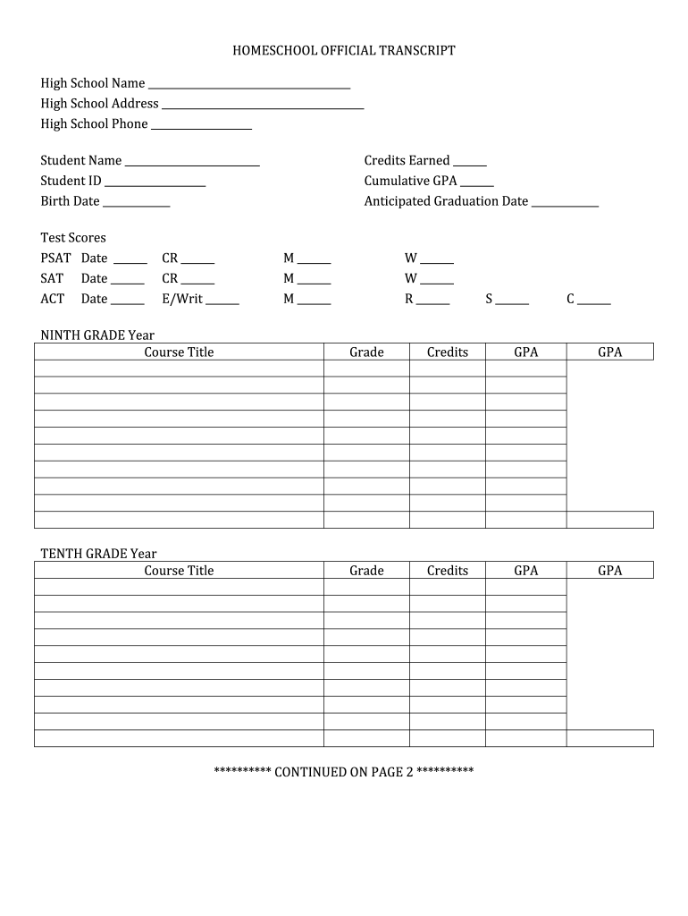 Transcripts High School Pdf Fill Online Printable Fillable Blank PdfFiller