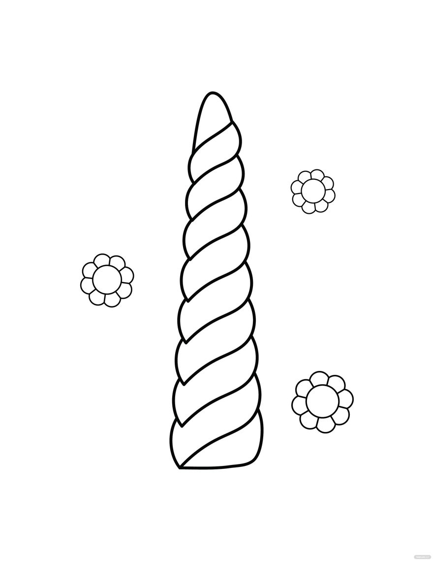 Unicorn Horn Coloring Page In Illustrator PDF JPG PNG SVG EPS Download Template