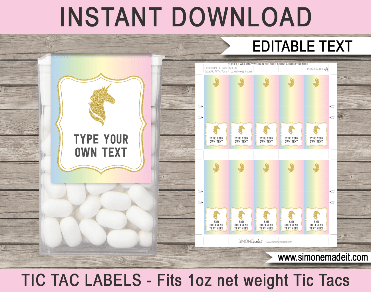 Unicorn Tic Tac Labels Template Unicorn Theme Birthday Party Favors Unicorn Tic Tac Labels Template Unicorn Theme Birthday Party Favors